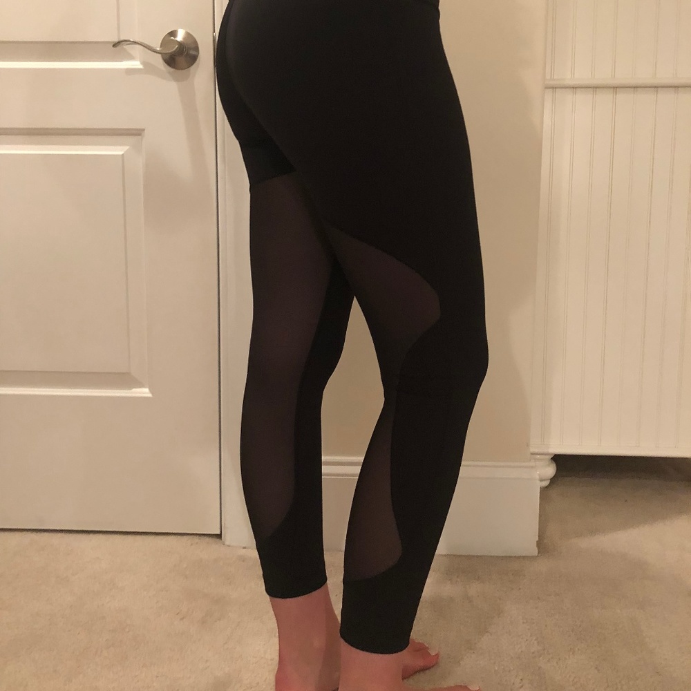 Lululemon Cropped Leggings with Sheer Mesh Panel